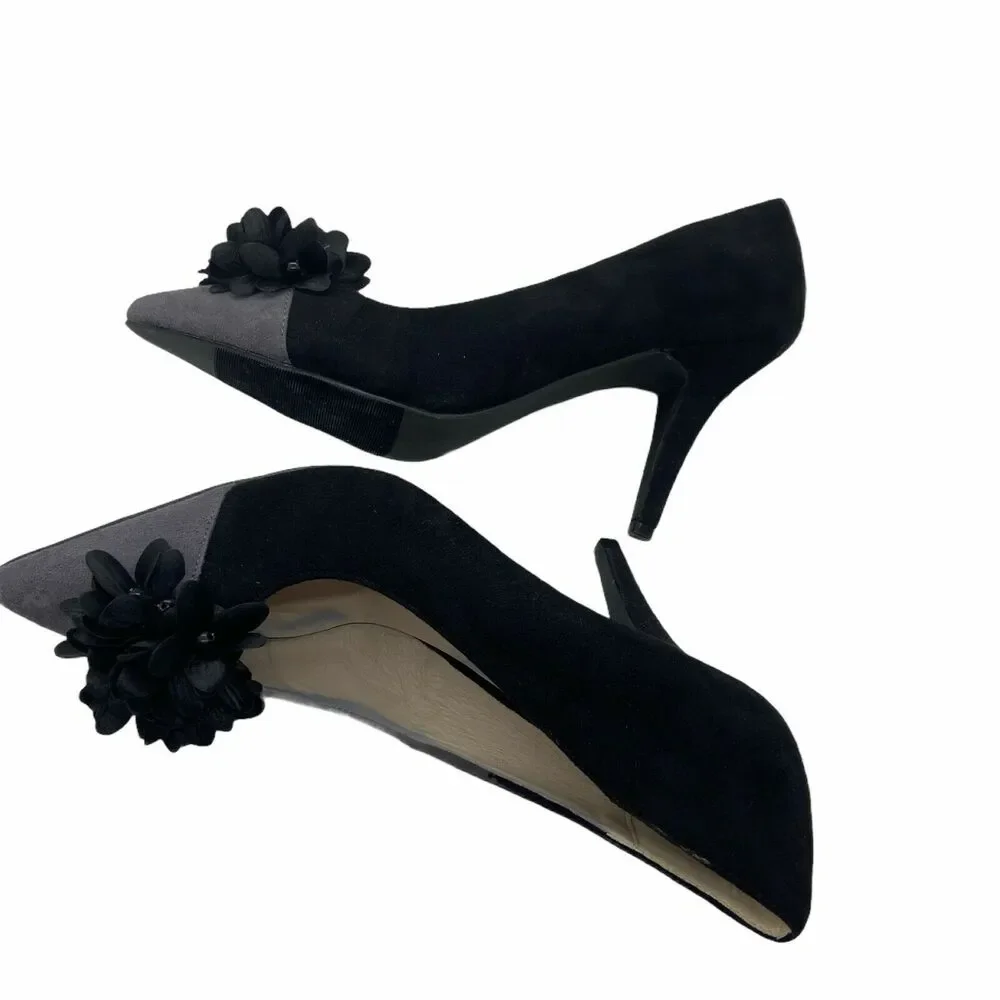 Andiamo Stiletto Pump Heels Women's Delish 751195 Black Gray Slip On Size 8.5 M